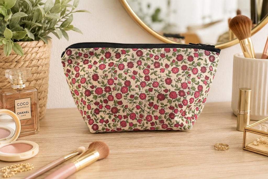 Pochette Maquillage Florale | Fait Main au Québec