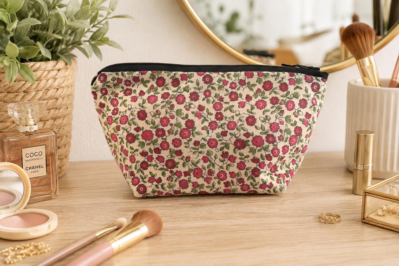 Pochette Maquillage Florale | Fait Main au Québec