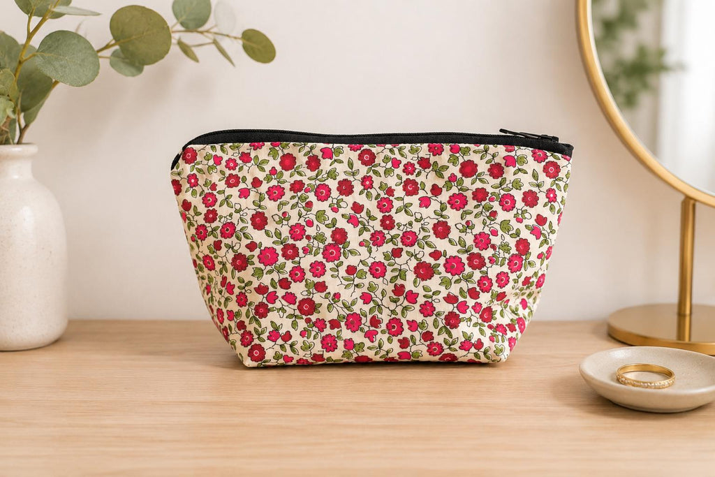 Pochette Maquillage Florale | Fait Main au Québec