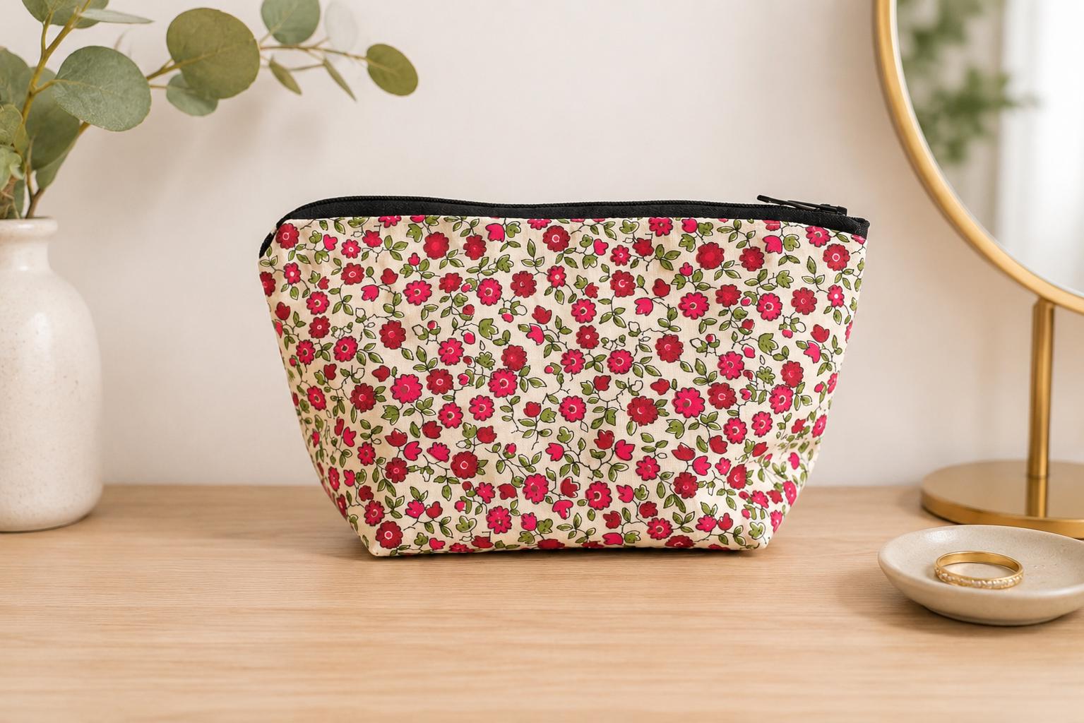 Pochette Maquillage Florale | Fait Main au Québec