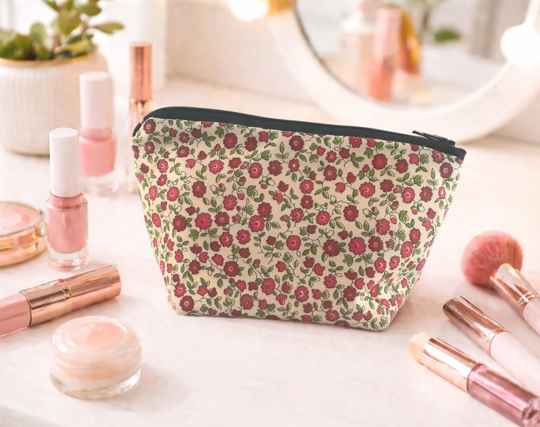 Pochette Maquillage Florale | Fait Main au Québec