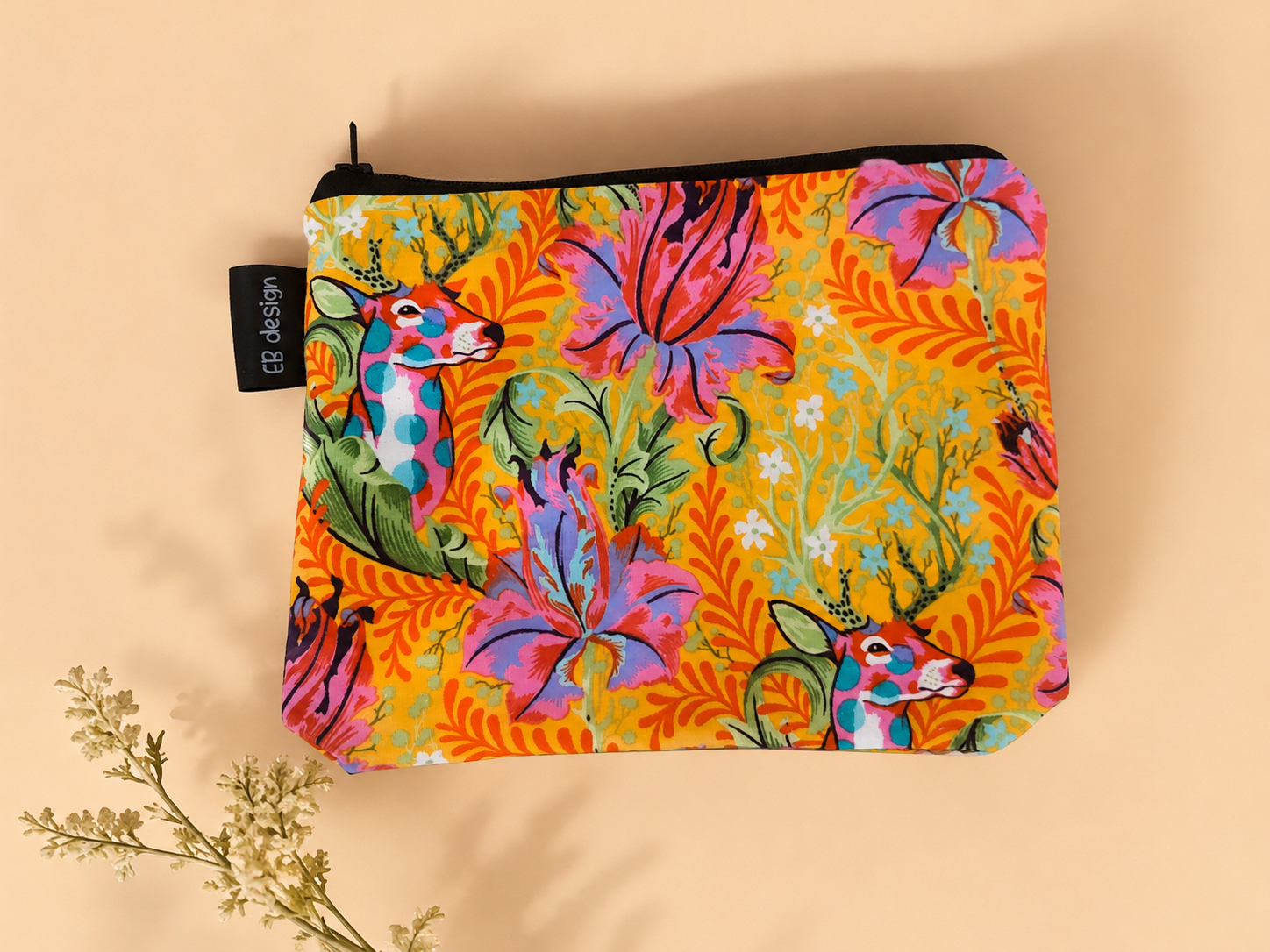 Pochette multi-usages motif jungle tropicale faite main au Québec par EB design