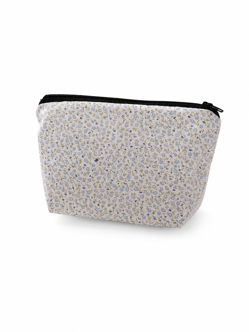 Pochette maquillage florale – Motif liberty blanc – Fait main au Québec