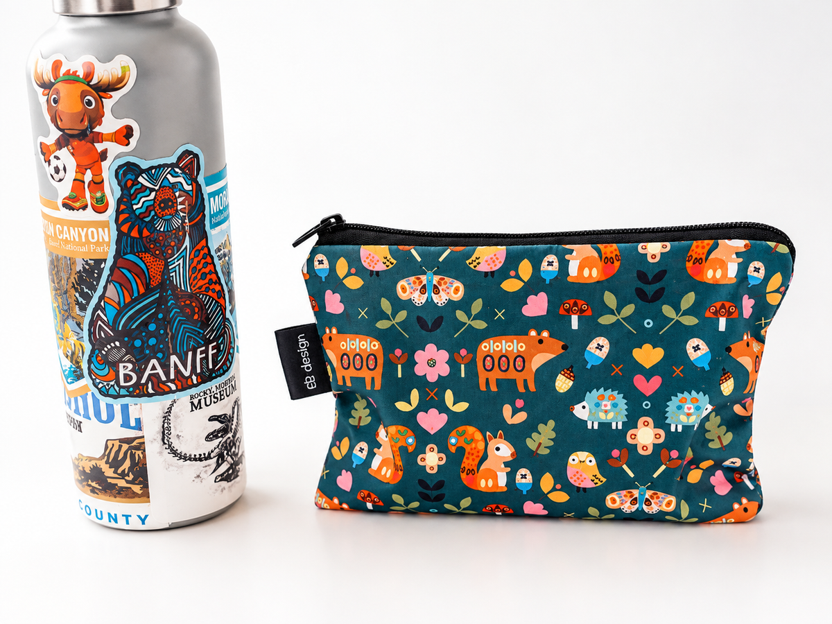 Pochette zippée animaux de la forêt