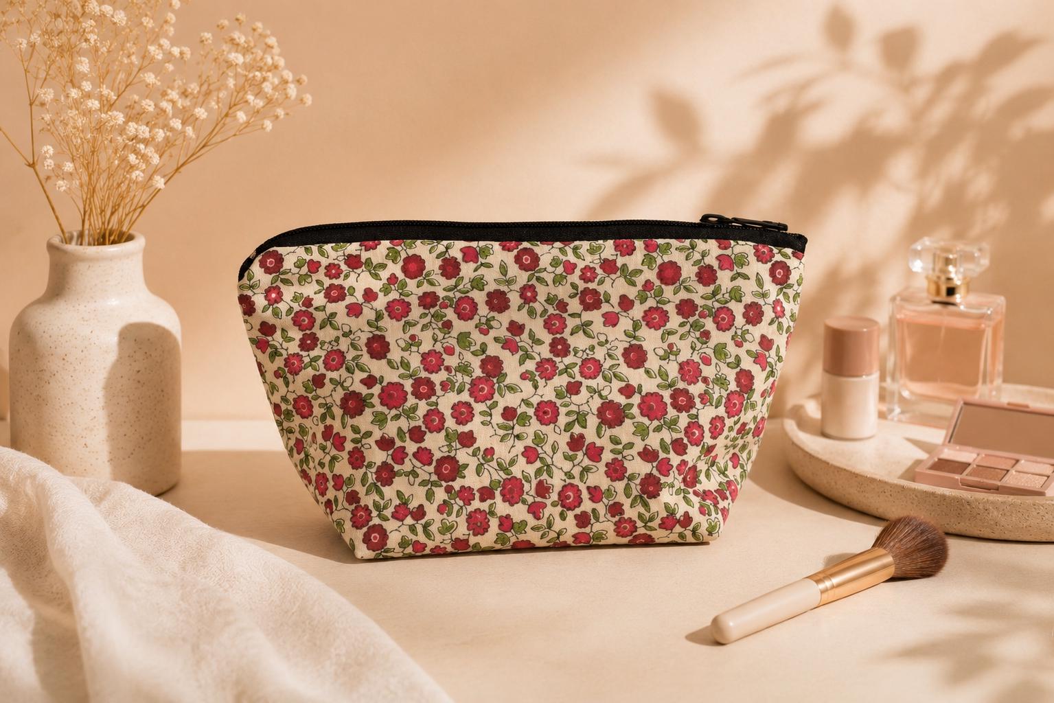 Pochette Maquillage Florale | Fait Main au Québec