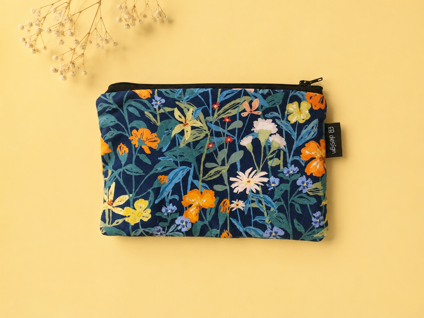 Sac à collation réutilisable – Motif fleurs sauvages bleu nuit